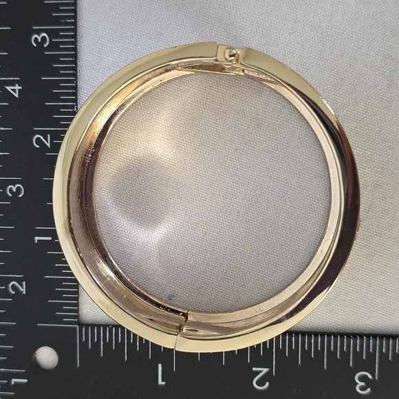 Vintage Gold and Ivory Clamper Hinge Bangle Bracelet with Anchor - Picture 10 of 12